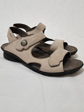 Mephisto Prudy Beige Leather Strappy Platform Wedge Sandals Women’s 39 US 8.5